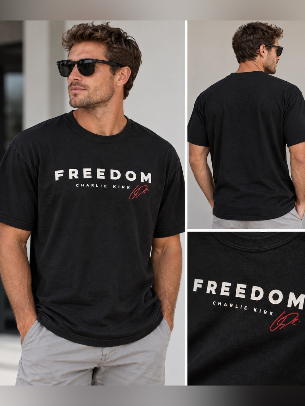 Freedom Graphic Tee - Black Charlie Kirk new large